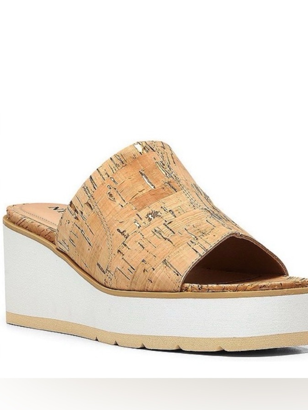 NYDJ Women’s Rysa Cork Slip-On Wedge Sandals Gold Accents Size 9 NWOT Neutral - Picture 2 of 13